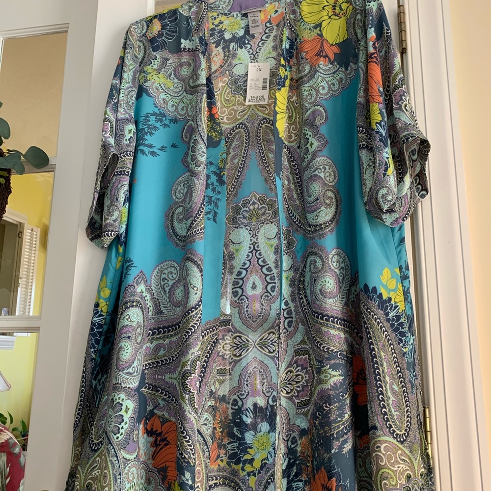 NWT Catherines 2X(22/24) Long Cardigan Open Duster